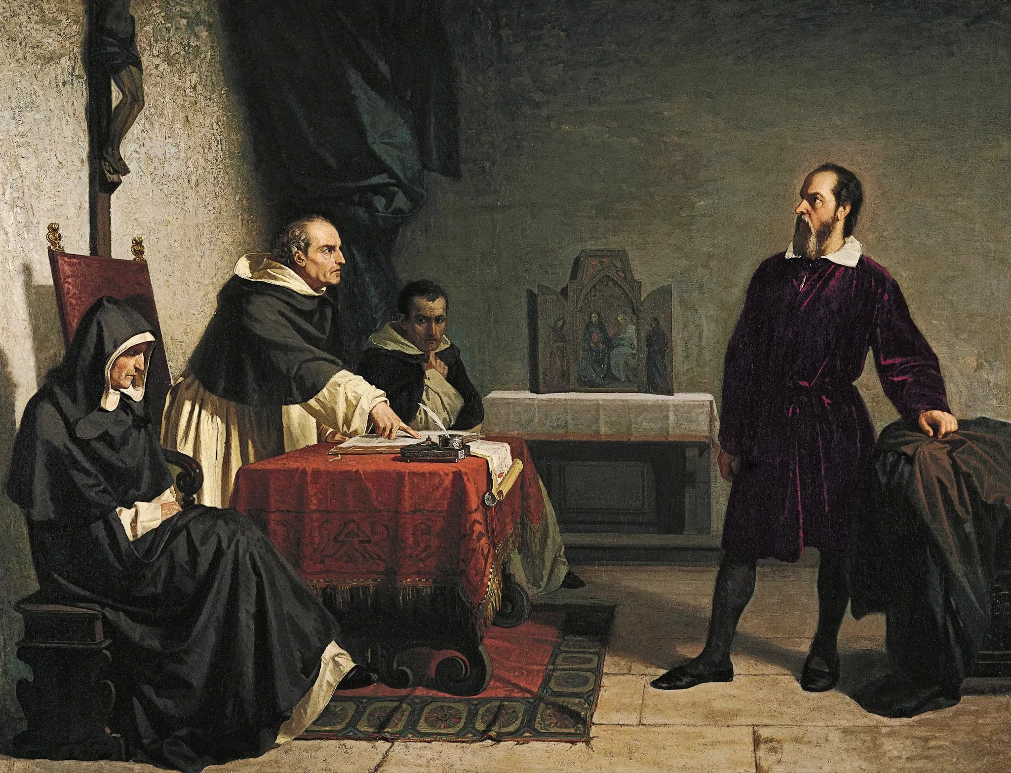 Galileo facing the Roman Inquisition; Cristiano Banti (1857)