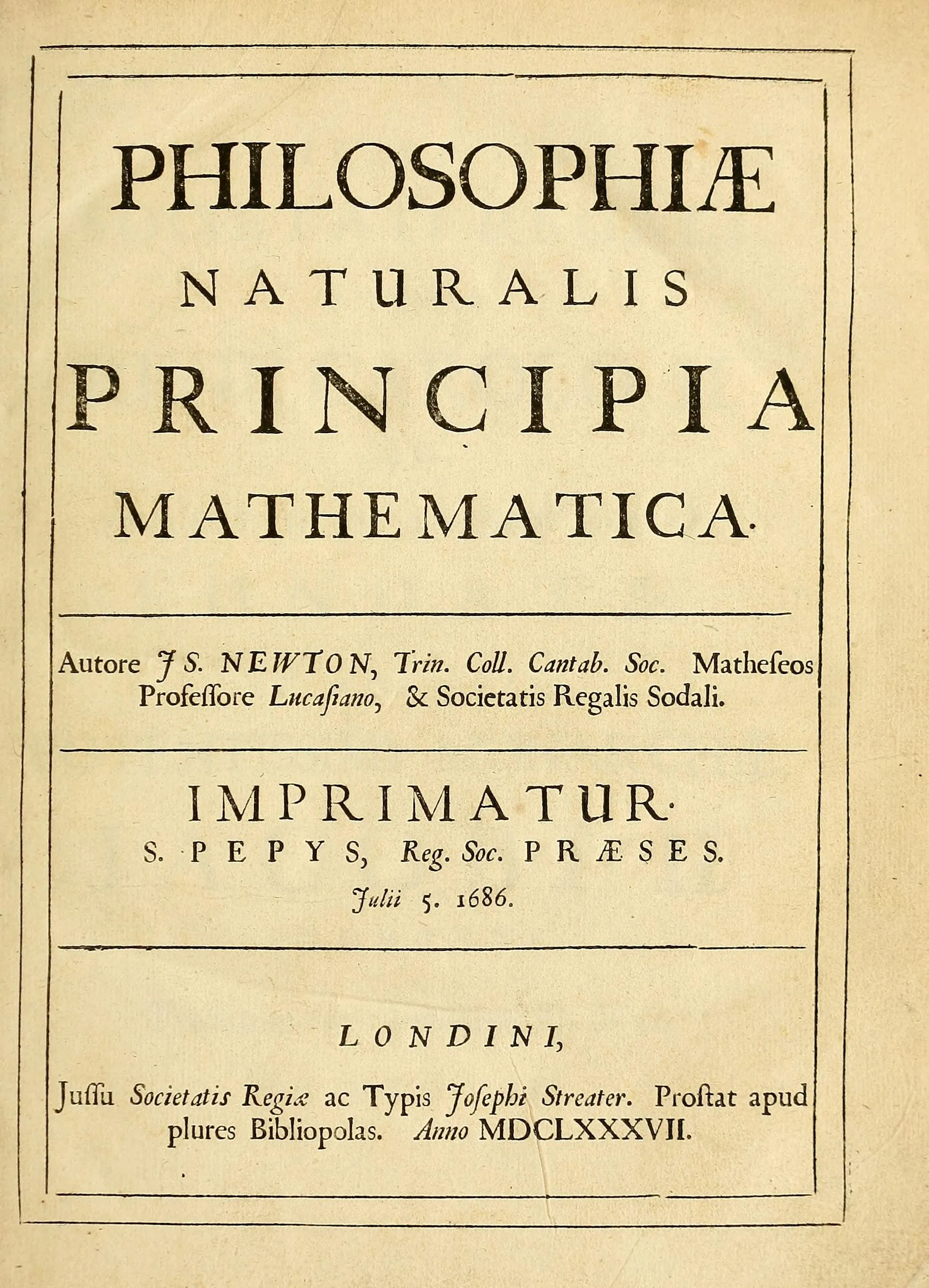 Philosophiæ Naturalis Principia Mathematica; Isaac Newton (1687)